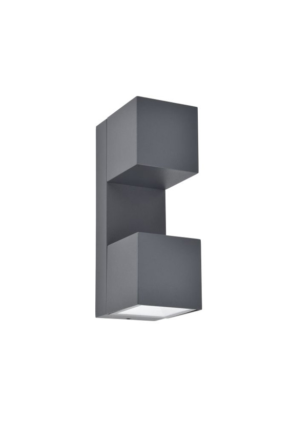 Wandlamp buiten - donkergrijs - 6,5x19,3x9,2cm - LED - 2x10W - 3000K - IP54