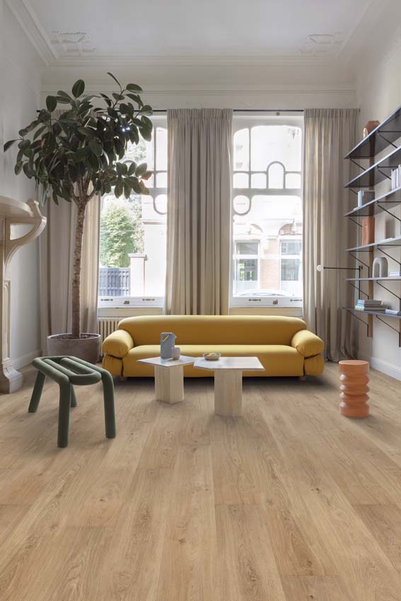 Vinyl vloer Floorify Cognac plank 4,5mm lichtbruin 152,4x22,5cm