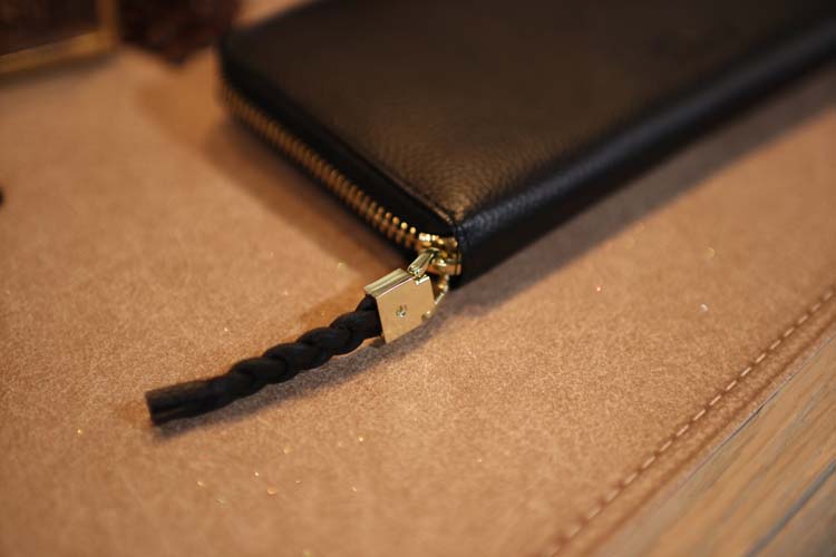 Portemonnee Flamant leder zwart 10x20 cm