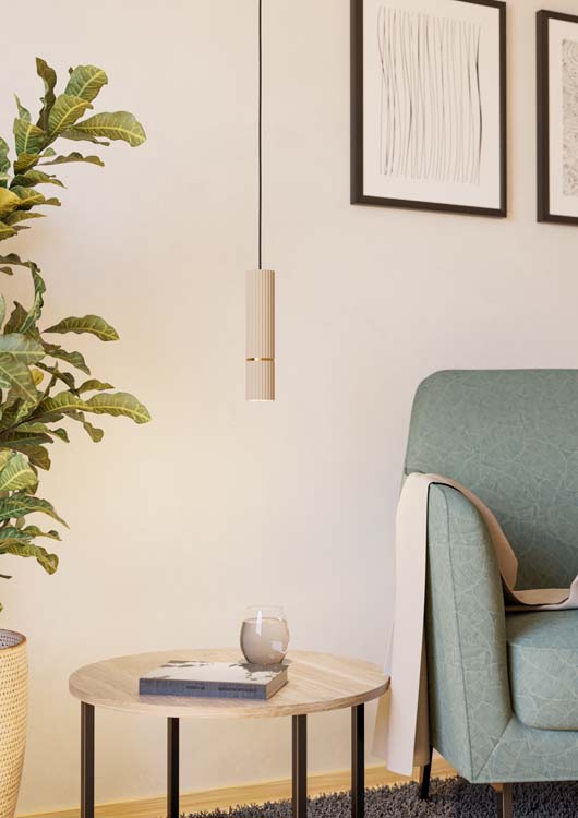 Hanglamp zand beige 1 lamp incl LED lamp 345 lumen