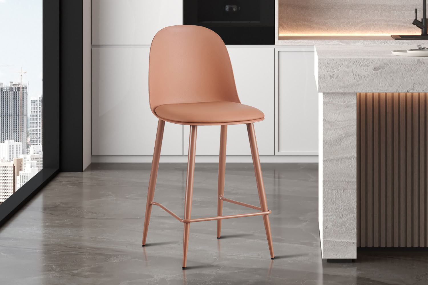 Chaise de bar Renilde terracotta