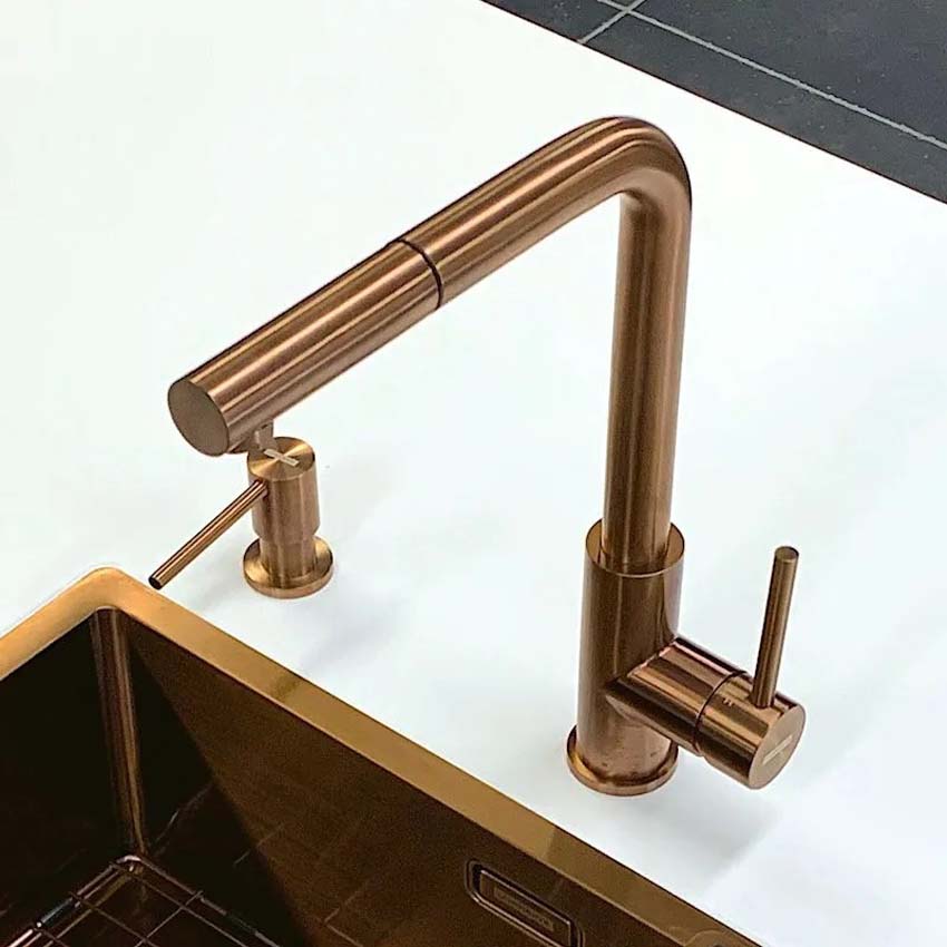 Robinet de cuisine Lorreine Tweed cuivre avec bec extractible