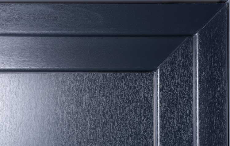 Buitendeur half maan inox rand PVC mat glas antraciet/wit rechtstrekkend op maat