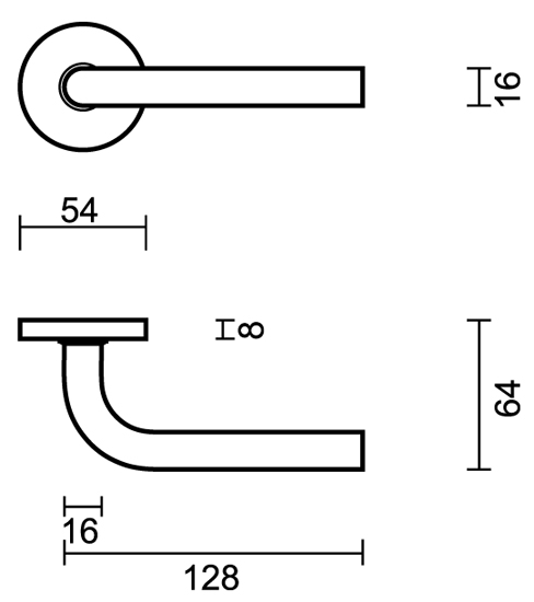 Deurklink pro inox Milano 16mm - 13cm