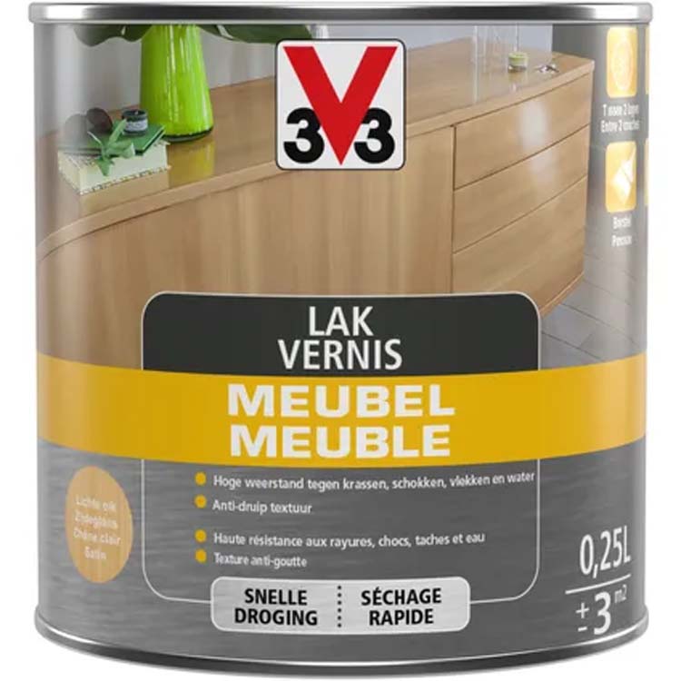 V33 meubellak lichte eik zijdeglans 0,25L