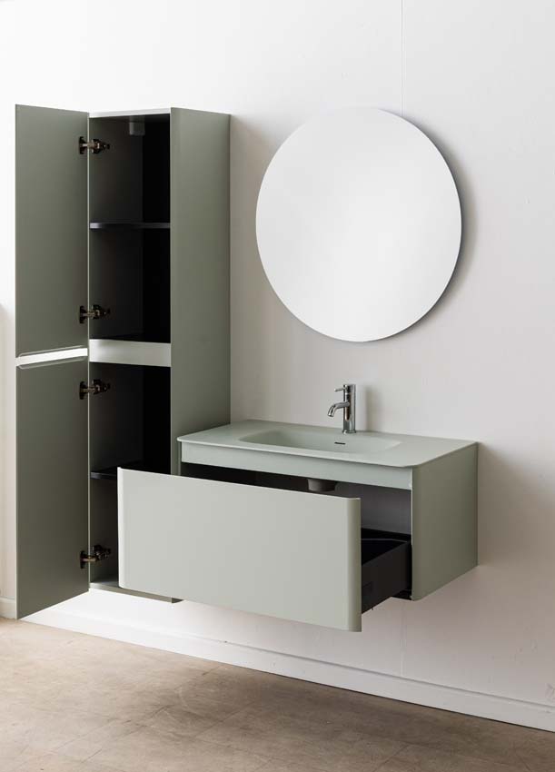 Meuble de salle de bain Austin menthe avec lavabo simple mat 90cm