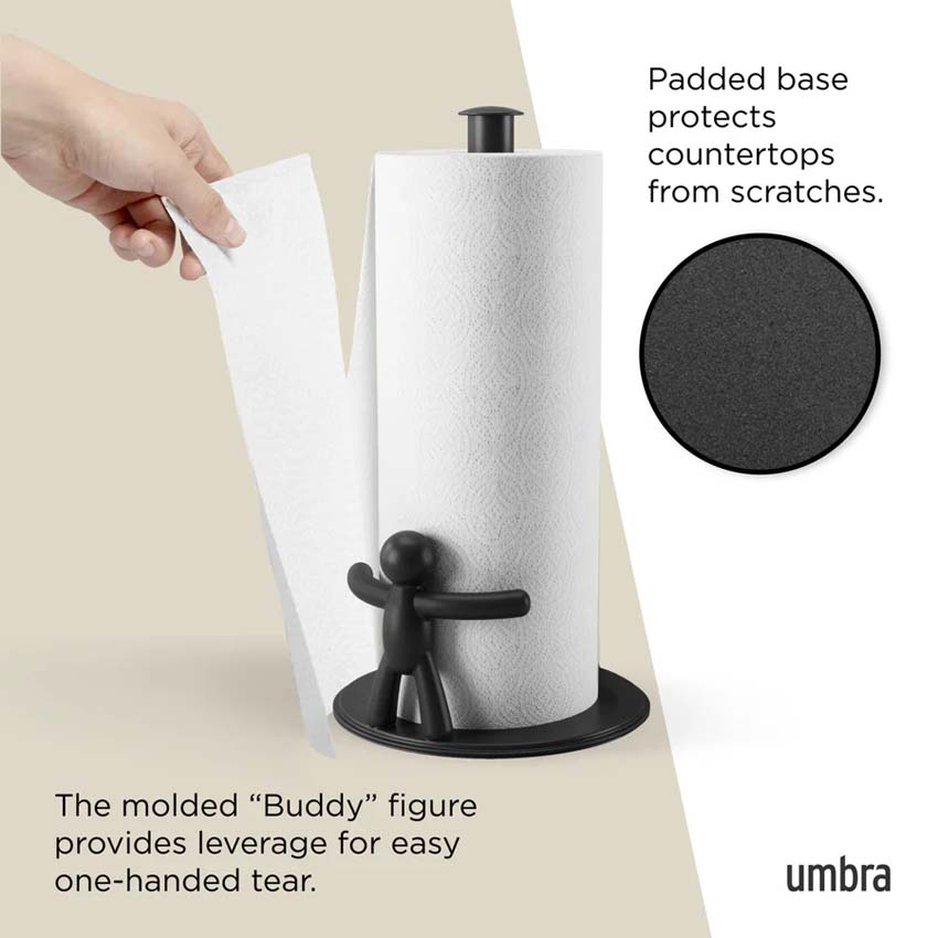 Keukenrolhouder Umbra Buddy zwart