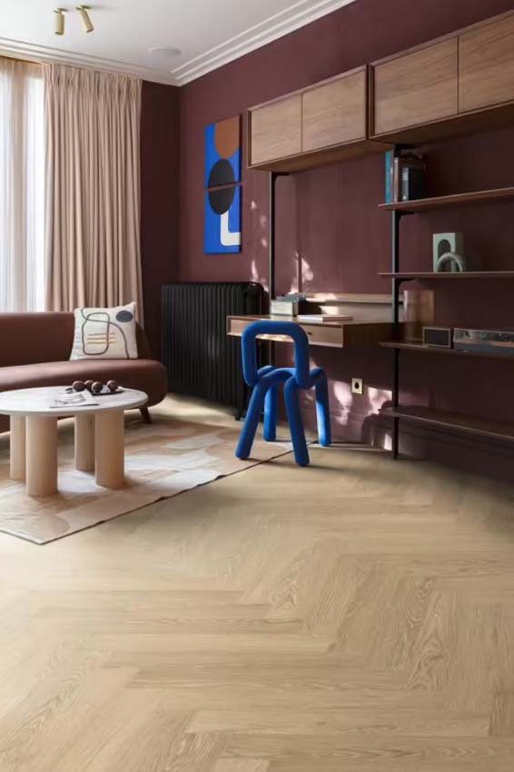 Vinyl vloer Floorify Buri plank 4,5mm visgraat eik 75x12,5cm