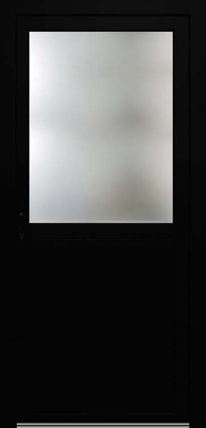 Porte extérieure semi-vitrée PVC verre mat noir/blanc 980x2180mm ouvrant à gauche
