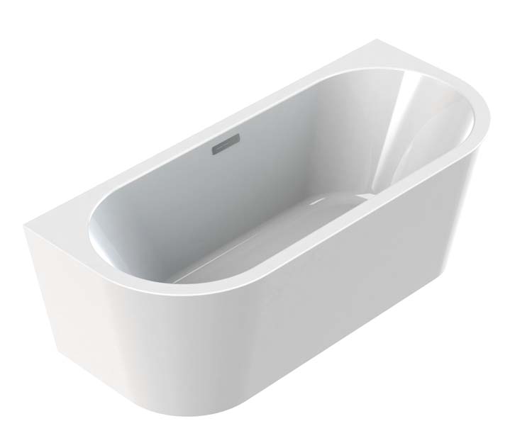 Half vrijstaand bad Eterna glanzend wit 170x75cm