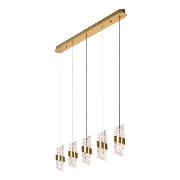 Hanglamp - goud/messing - 84cm - LED - 5x7,8W - 2700K
