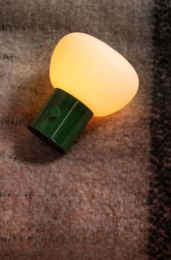 Lucide Essential Gustav - Lampe de table rechargeable - Batterie/Pile - H9,5cm - LED dimmable - 1x0,8W 2700K - Vert