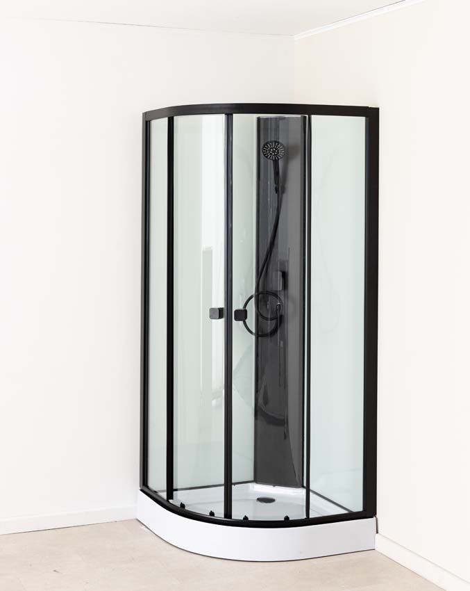 Douchecabine Payton hoek zwart/wit schuifdeur 85x85x197,5cm