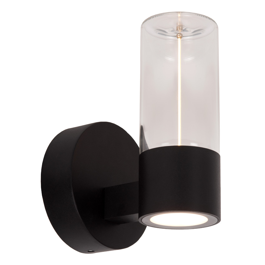Lucide Essential Filani - Applique murale intérieur/extérieur - LED - 1x6,5W - 2700K - IP54 - Noir
