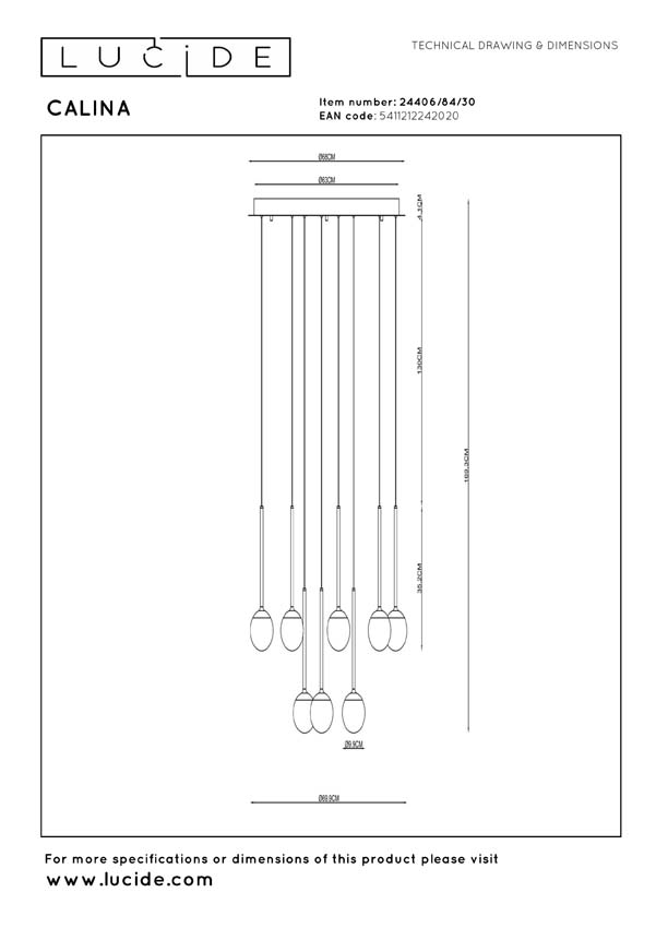 Lucide Premium Calina - Suspension - Ø69,9cm - LED dimmable - CCT - 12x7W 2200K/3300K - Noir