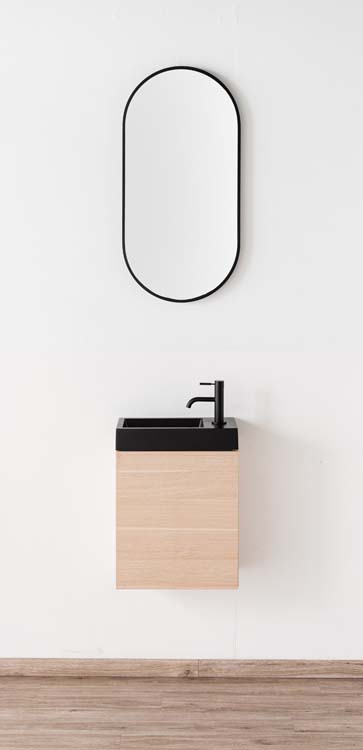 Miroir Rens ovale avec cadre noir 40x80cm
