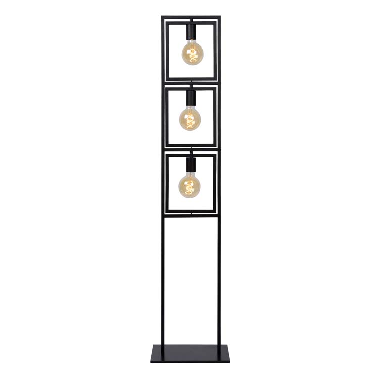 Vloerlamp - 3xE27 - Zwart