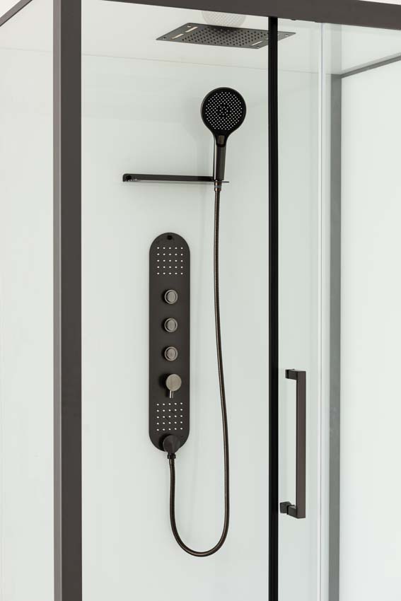 Cabine de douche Amani droite gunmetal porte coulissante 90x115x215cm