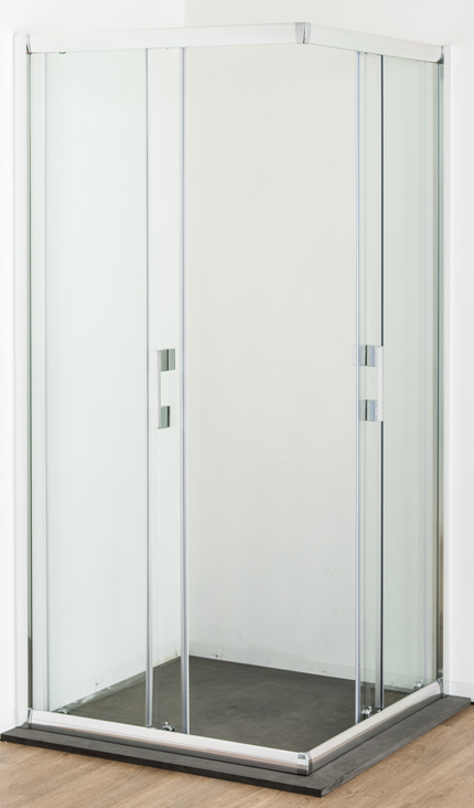 Douchehoek Agnes chroom schuifdeuren 90x90x185cm excl. opbouwdouchebak