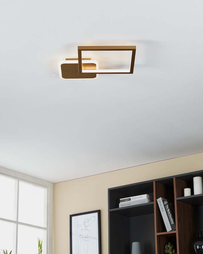 Plafonnière - Goud - 45x45cm - Dimbaar - LED - 1x23W - 2100lm - afstandsbediening