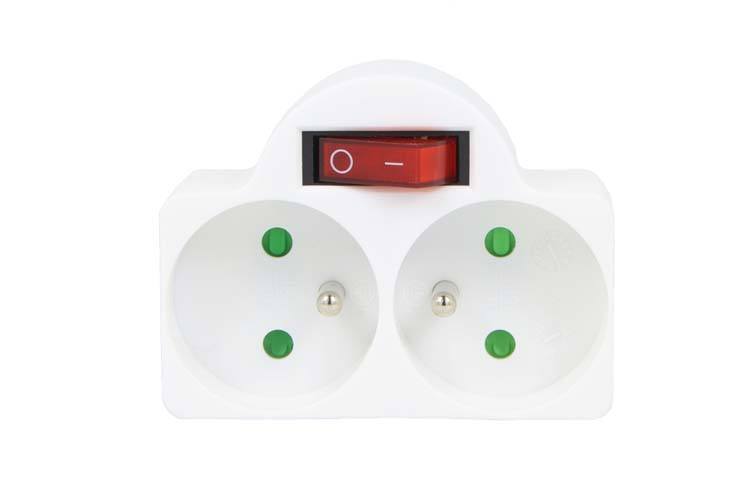 Multiprise 2x16A blanc avec interrupteur