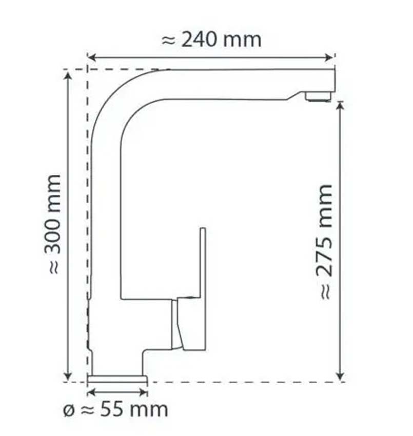 Keukenkraan Levi inox-look met uittrekbare uitloop