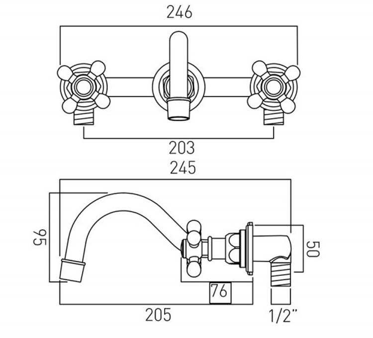 Wastafelkraan Traditional inbouw chroom
