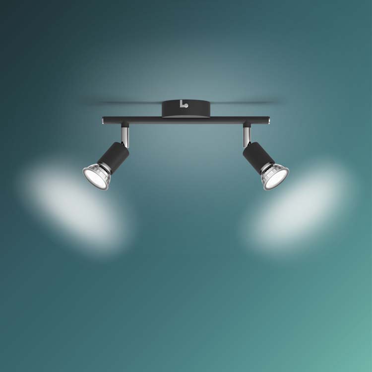 Opbouwspot Zwart 2x50W