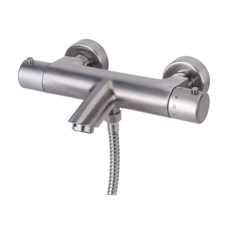 Badkraan New Country thermostatisch geborsteld nikkel