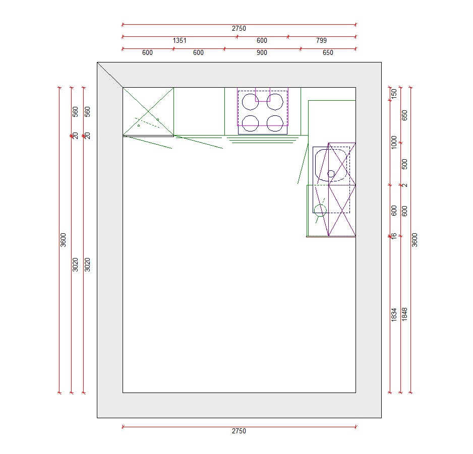 Hoekkeuken Premium 13 wit 275x185cm - voorgemonteerd - met toestellen - vitrokeramische kookplaat en inox wanddampkap