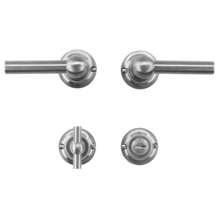 Deurkruk pienza nieuw model L+L inox look met WC-slot