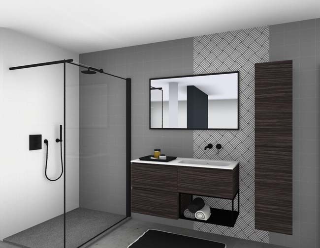 Carrelage de sol et mural Loïc à motif gris/blanc 15x15cm