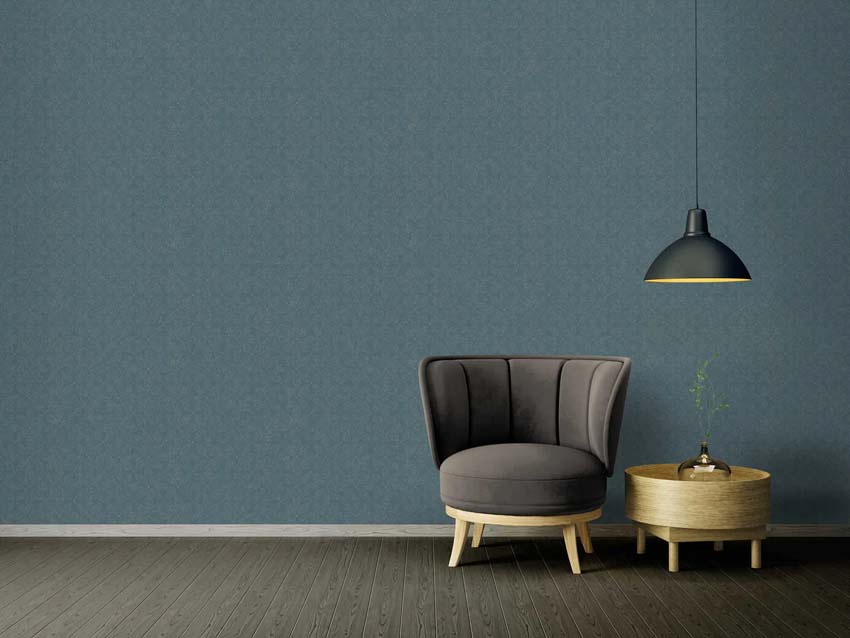 Vinyl op vliesbehang bloem zilver/petrol/blauw 0,53x10m