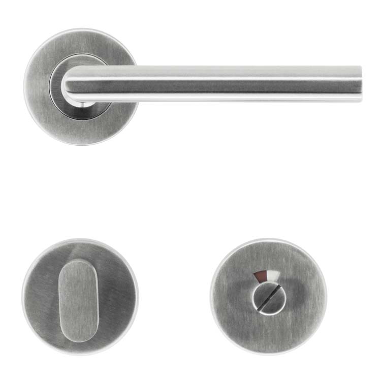 Poignée de porte bologna 16mm inox plus avec serrure toilette