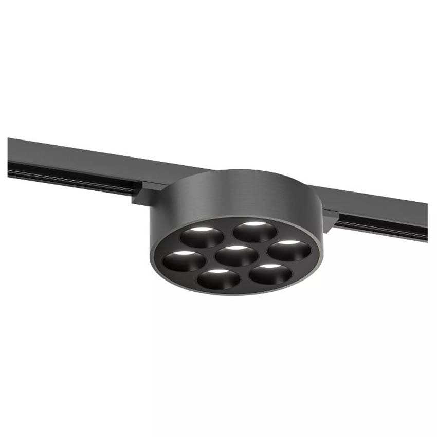 Lucide Premium Linial Xavi Railspot - Système de rails monophasé / Éclairage rail intelligent - 48V - 1xLED Dimmable - Mat Noir Chrome