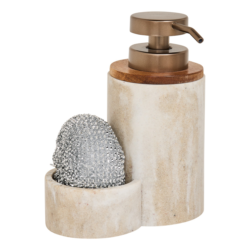 Gootsteenorganizer Noa beige 14,2x8,5x18,8cm met zeepdispenser