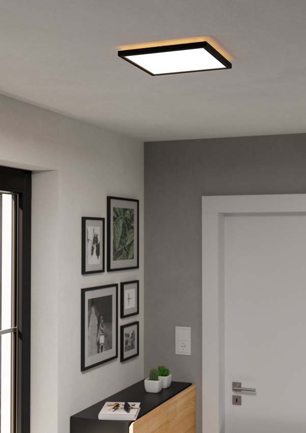 Plafonnier - Noir - 29x29cm - Dimmable - LED - 1x14W - 2700-6500K - télécommande