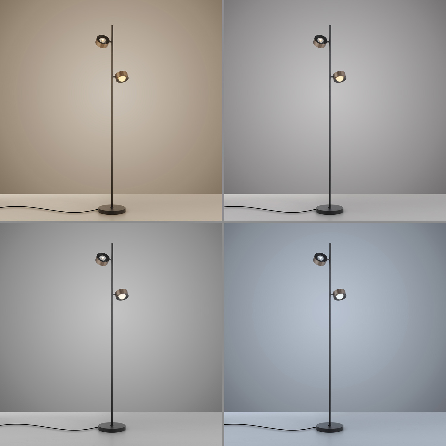 Lampadaire - brun - LED - 2x8W - 3000K