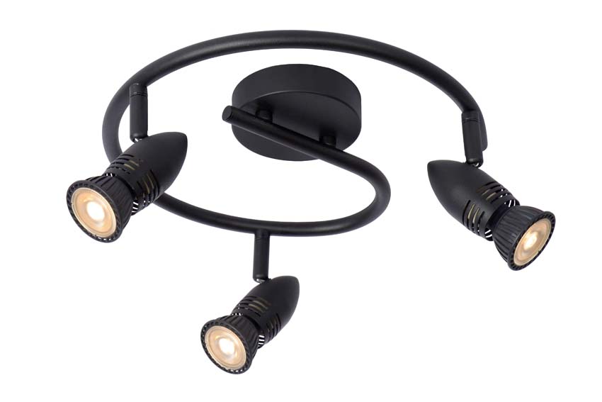 Plafondlamp - zwart - Ø31cm - 3xGU10 - 15W