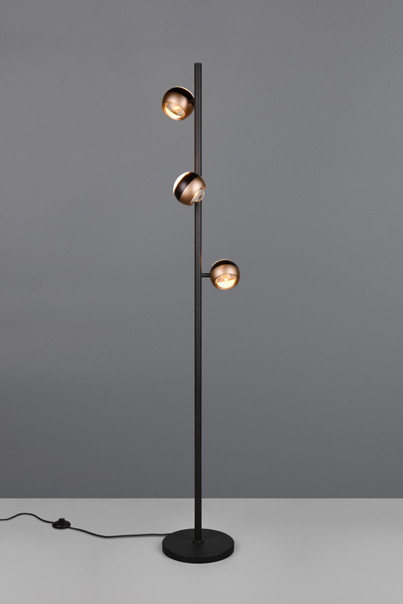 Lampadaire - noir/bronze - 150cm - dimmable - LED - 3x8W - 2300/4000K