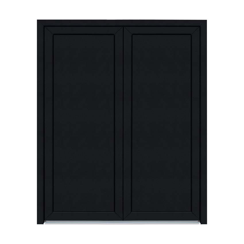 Porte extérieure double panneau lisse PVC noir/blanc 1800x2100mm ouvrant à gauche