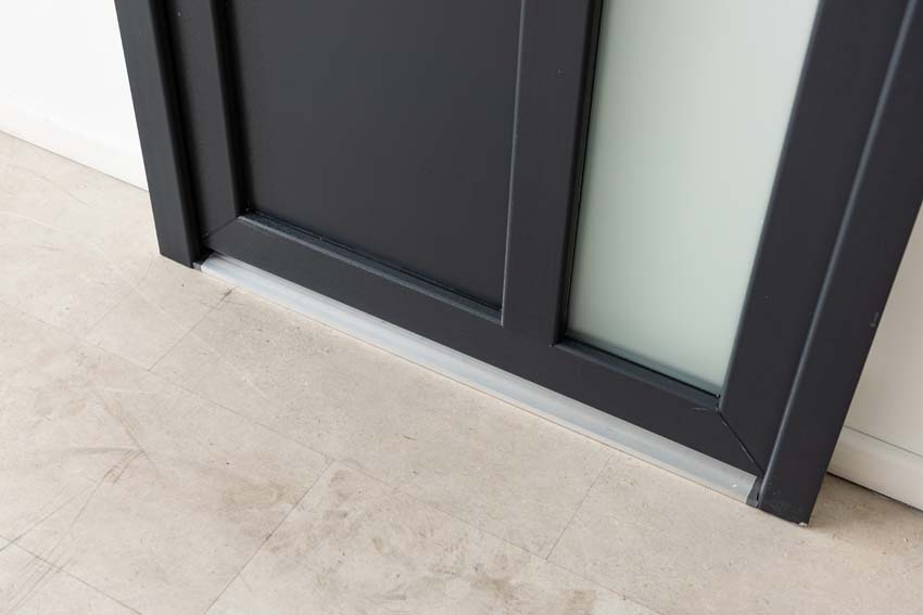 Porte extérieure Lumeo PVC vitrage mat anthracite/blanc 1000x2000mm gauche