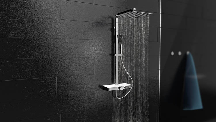 Colonne de douche Olfa thermostatique chrome/blanc