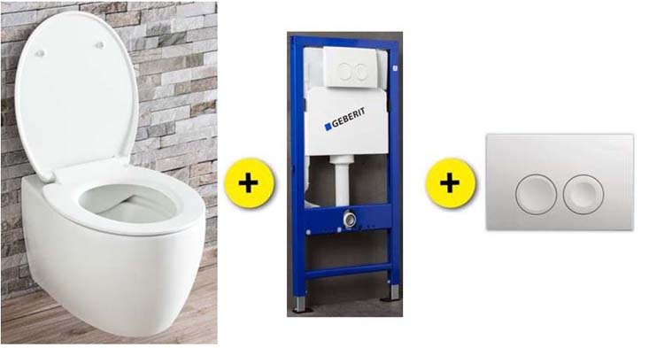 Toiletset Holly wit inclusief WC-bril softclose + inbouwreservoir UP100 + drukplaat wit