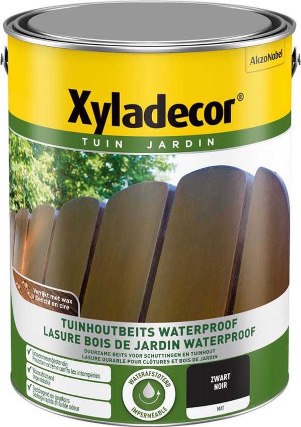 Houtbeits tuinhout Xyladecor zwart 5L waterproof