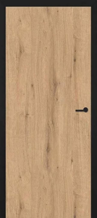 Porte intérieure complète Invisible Flat Borea chêne 201,5x73cm âme tubulaire droite + châssis noir 30cm