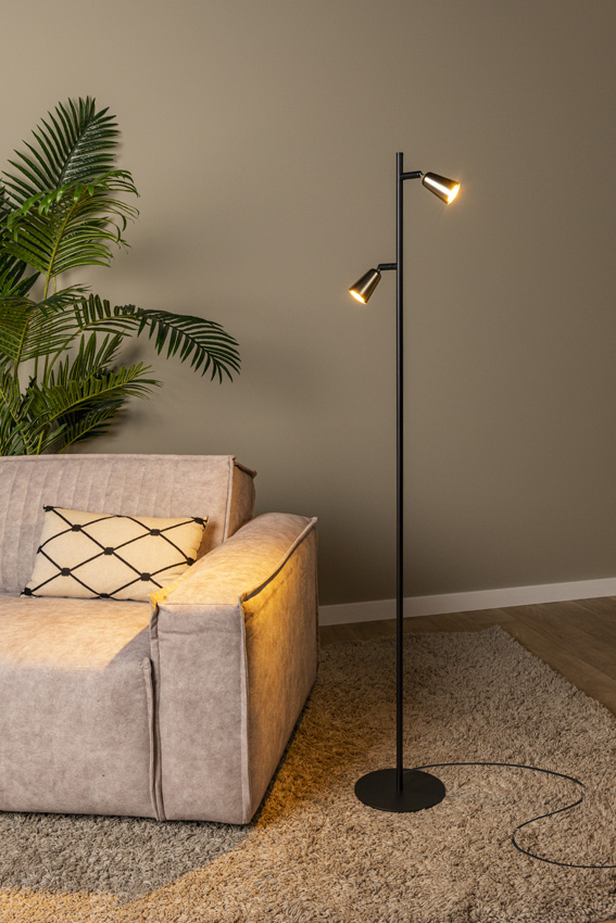 Lucide Essential Tiana - Lampadaire - 2xGU10 (MR16) - Couleur champagne