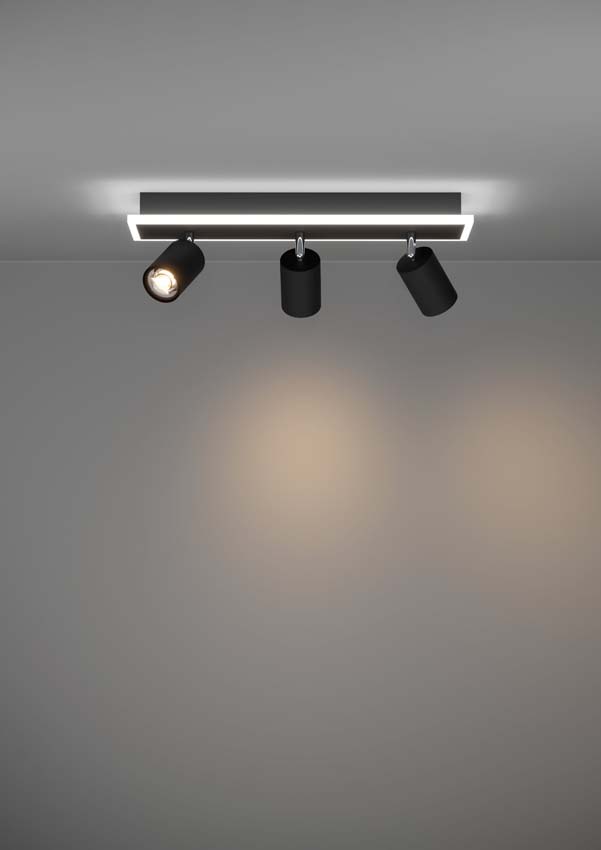 Spot en saillie - Noir - Dimmable - LED - 3x20W - 3000K