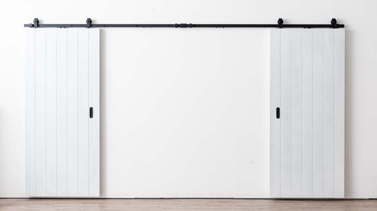 Porte coulissante double Titus avec V-joint+rail noir 2x 930x2115mm