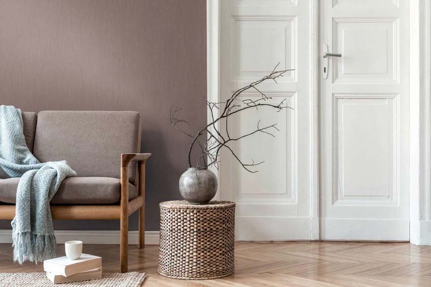 Vinyl op vliesbehang uni choco bruin 0,53x10,05m